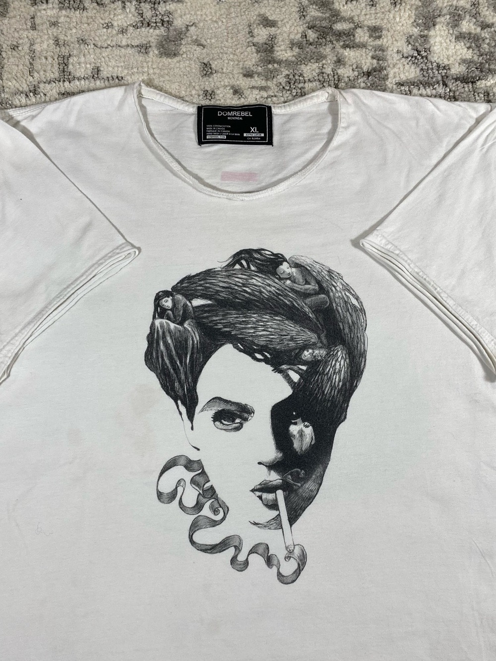 Domrebel MTL Woman Smoking a Cig Tee Shirt